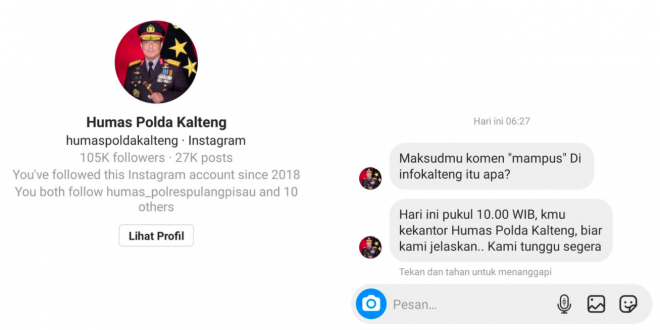 Akun Humas Polda Kalteng teror netizen