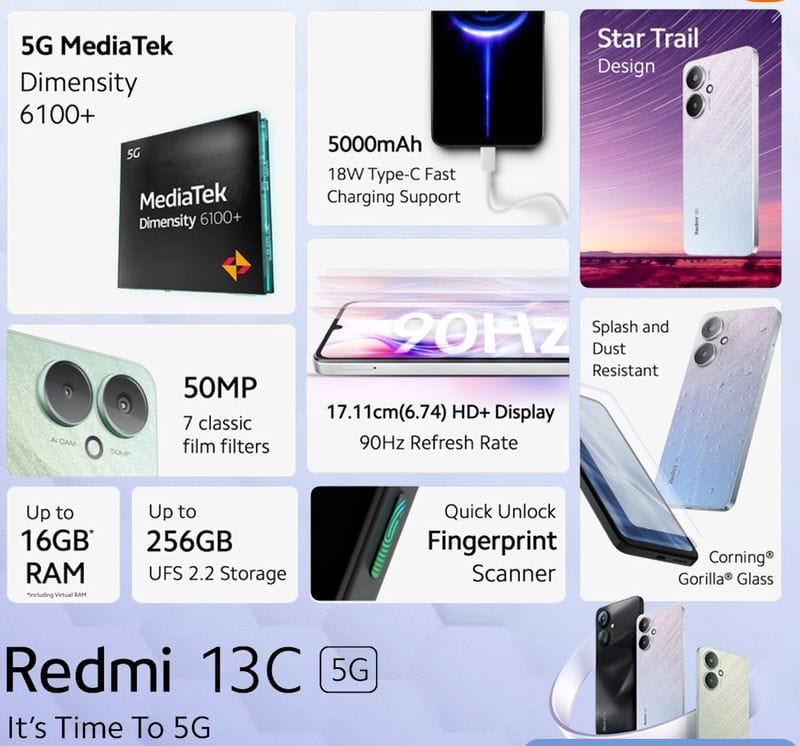 spesifikasi redmi 13c 5g